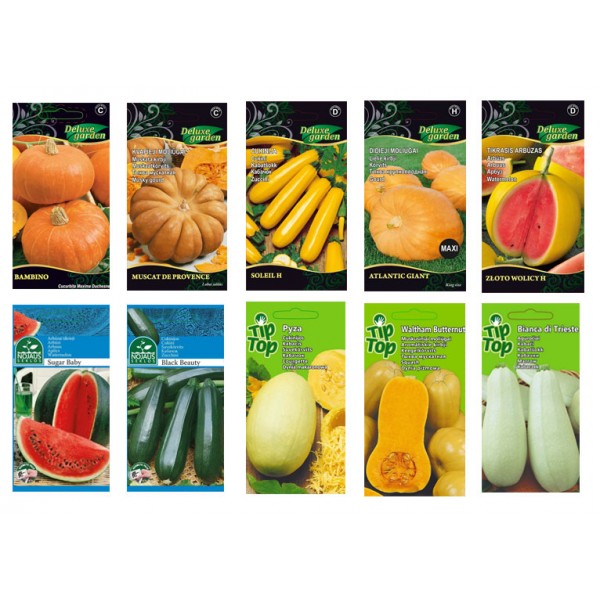 PUMPKIN, WATERMELON, COURGETTE SEEDS SET 10 PACKS