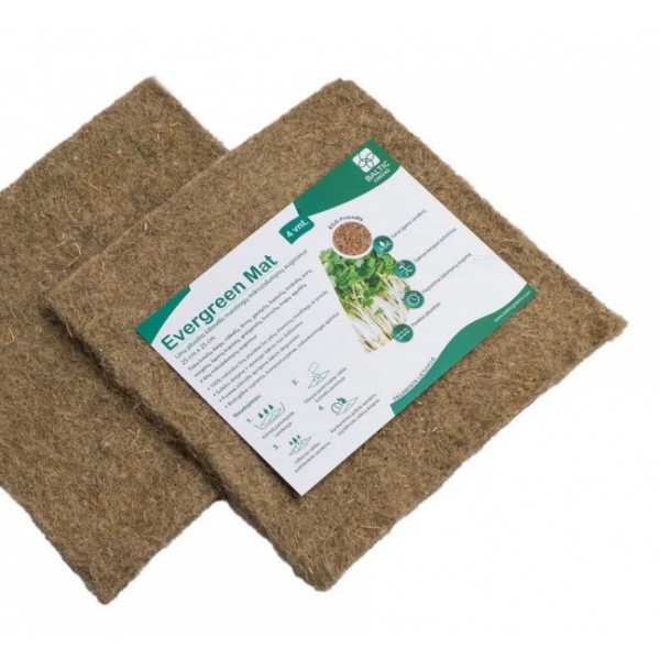 Evergreen Mat 100% flax fiber mat for growing microgreens, 25 cm x 25 cm x 4 pcs.